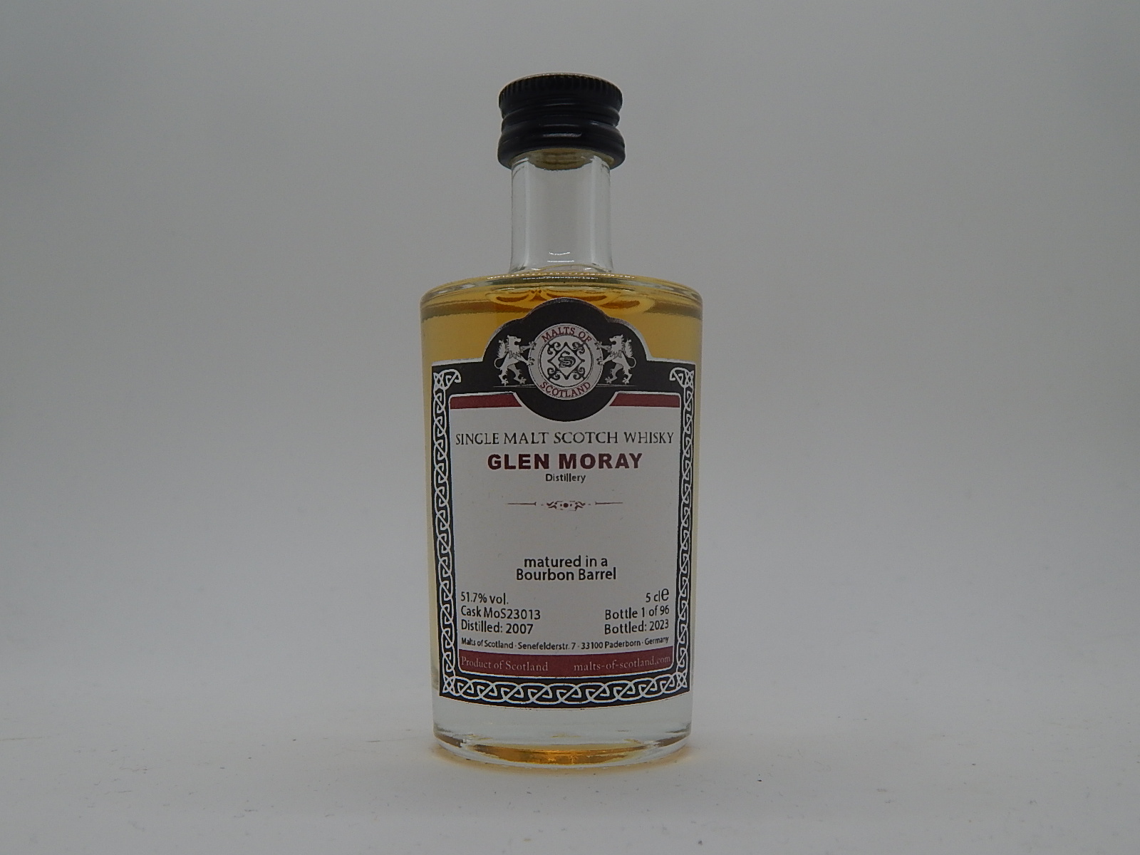 SMSW Bourbon Barell 11yo 2007-2023 "Malts of Scotland" 5cle 51,7%vol. 1/96